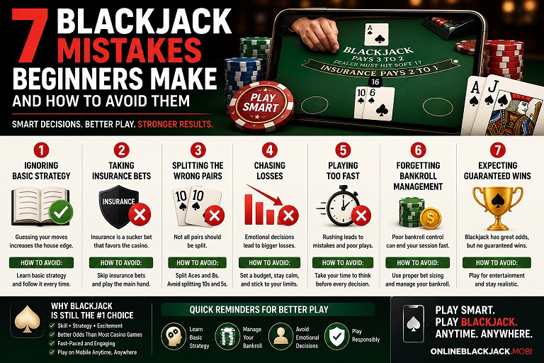 Seven common blackjack mistakes for beginners