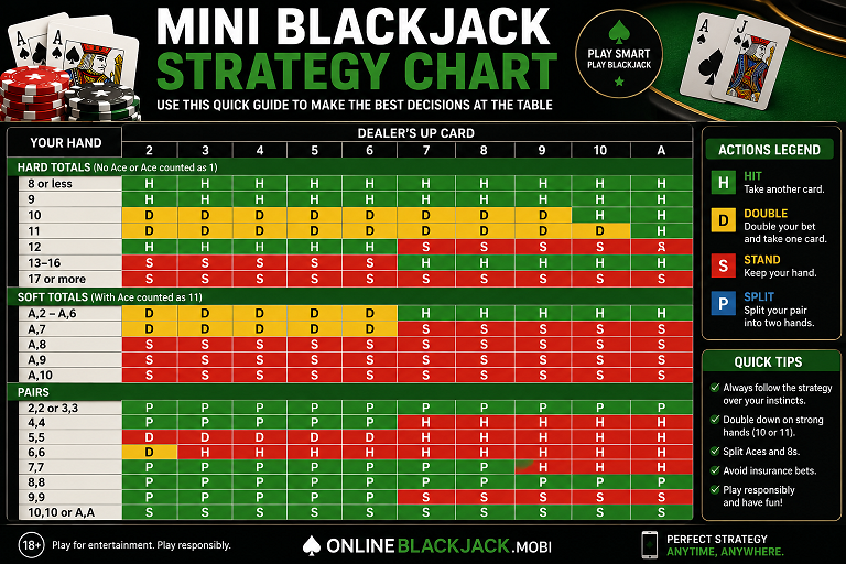 Mini blackjack strategy chart