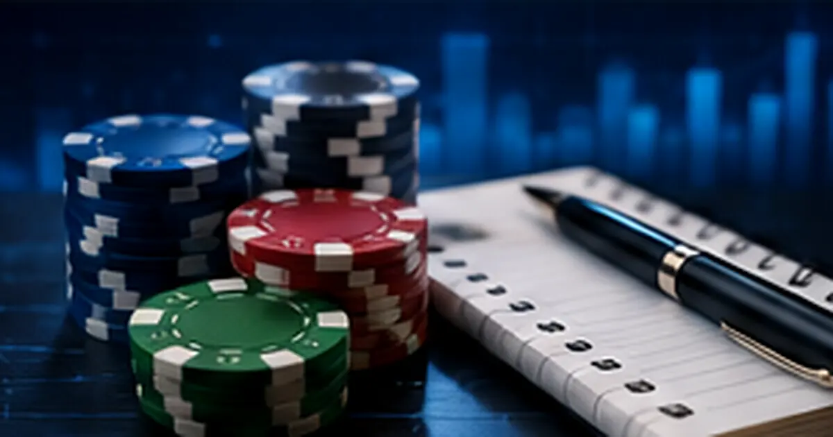 Casino chips and a tracking notebook illustrating blackjack bankroll management