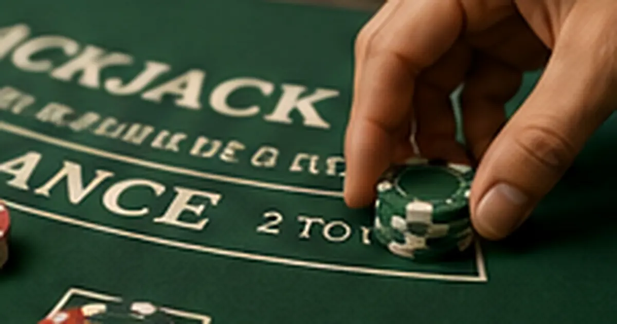 Blackjack table and chips illustrating a doubling down decision