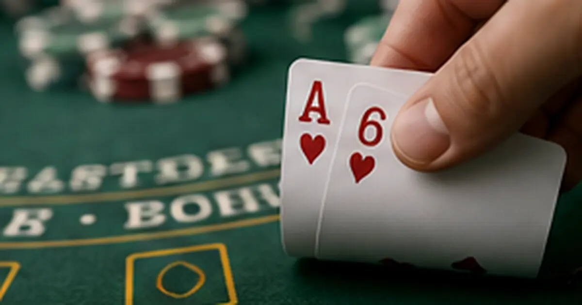 Ace and six at a blackjack table illustrating a soft hand