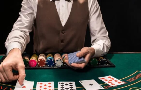 Live dealer blackjack table at an online casino
